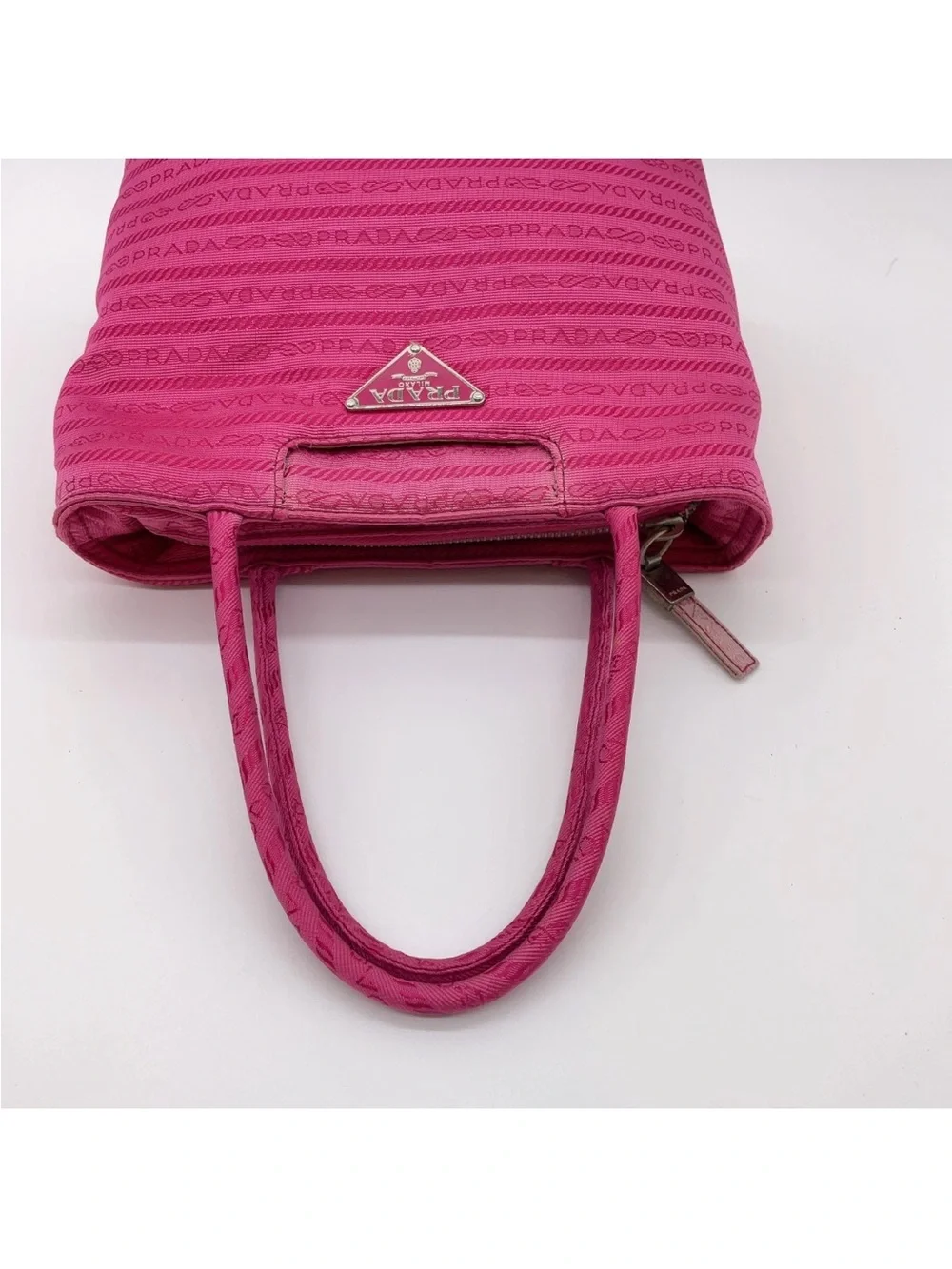 Prada Fuchsia Mini Nylon Logo Tote bag - Picture 4 of 12